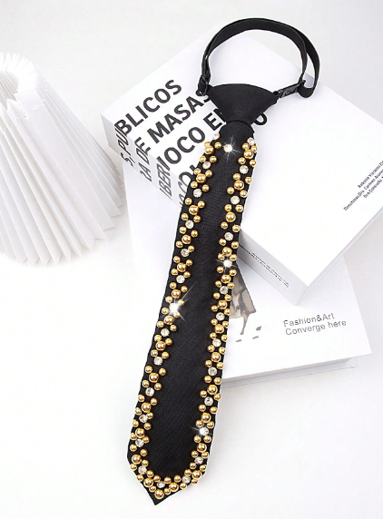 1pc Women Gold Crystal Decor Bowtie, Suitable For Girls & Ladies Party