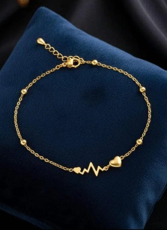 Shein Stainless Steel Heart Electrocardiogram Anklets