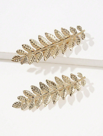 2pcs Metal Leaf Hair Clips, Leaf Side Clips, Bangs Clips, Fairy Mori Style Hair Accessories