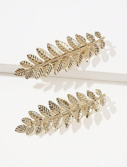 2pcs Metal Leaf Hair Clips, Leaf Side Clips, Bangs Clips, Fairy Mori Style Hair Accessories