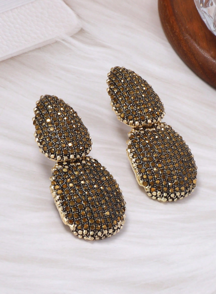 1 Pair Elegant Minimalist Vintage High-End Geometric Rhinestone Alloy