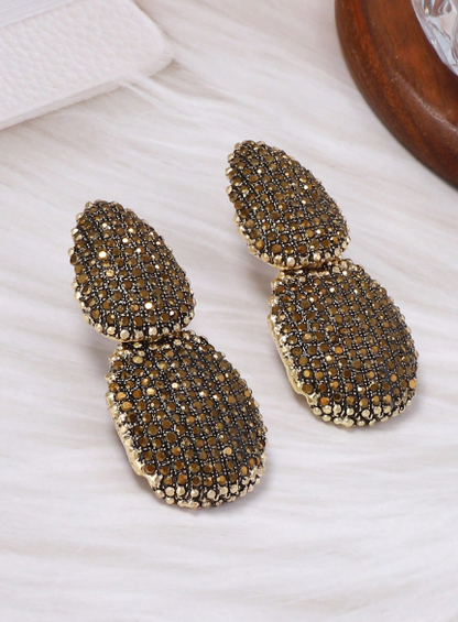 1 Pair Elegant Minimalist Vintage High-End Geometric Rhinestone Alloy