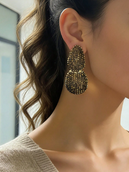 1 Pair Elegant Minimalist Vintage High-End Geometric Rhinestone Alloy